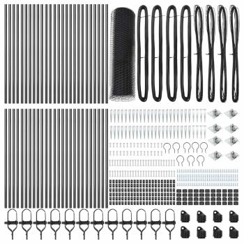 Hexagonzaun Grau 1x100 m Stahl, Zaunpfosten mit Spitze 13 Stück Ø32 mm 120 cm Verzinkter Stahl