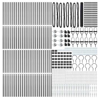 Sechseckzaun Grau 1,2x100 m Stahl, Zaunpfosten mit Spike 13 Stück Ø32 mm 140 cm verzinkter Stahl