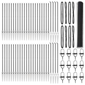 Sechseckzaun Grau 1,4x100 m Stahl, Zaunpfosten mit Spitze 13 Stück Ø32 mm 160 cm verzinkter Stahl