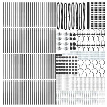 Hexagonzaun Grau 1,5x100 m Stahl, Zaunpfosten mit Spitze 13 Stück Ø32 mm 170 cm verzinkter Stahl