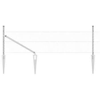 Sechseckzaun 0,4x10 m Verzinkter Stahl, Zaunpfosten mit Spike 7 Stück Ø32 mm 60 cm Verzinkter Stahl