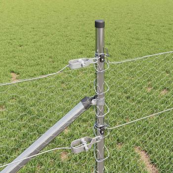 Sechseckzaun 0.4x10 m Verzinkter Stahl, Zaunpfosten mit Spitze 7 Stück Ø32 mm 60 cm Verzinkter Stahl