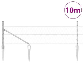 Sechseckzaun 0,8x10 m Verzinkter Stahl, Zaunpfosten mit Spitze 7 Stück Ø32 mm 100 cm Verzinkter Stahl