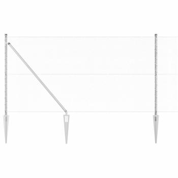 Hexagonzaun 1x10 m feuerverzinkter Stahl, Zaunpfosten mit Spike 7 Stück Ø32 mm 120 cm feuerverzinkter Stahl