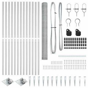 Sechseckzaun 1.6x25 m Verzinkter Stahl, Zaunpfosten mit Spitze 13 Stück Ø32 mm 180 cm Verzinkter Stahl