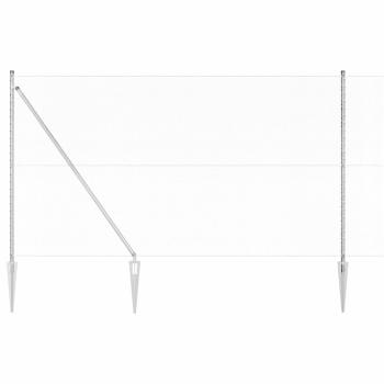 Sechseckzaun 1.6x25 m Verzinkter Stahl, Zaunpfosten mit Spitze 13 Stück Ø32 mm 180 cm Verzinkter Stahl