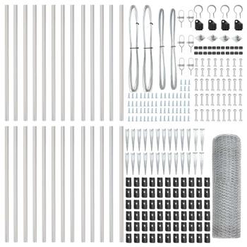 Sechseckzaun 0.4x50 m Verzinkter Stahl, Zaunpfosten mit Spike 13 Stück Ø32 mm 60 cm Verzinkter Stahl