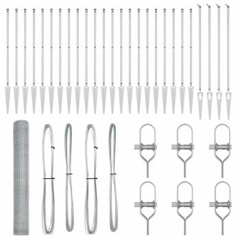 Sechseck-Zaun 1,2x50 m Verzinkter Stahl, Zaunpfosten mit Spitze 13 Stück Ø32 mm 140 cm Verzinkter Stahl