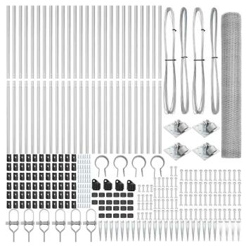 Sechseck-Zaun 1,2x50 m Verzinkter Stahl, Zaunpfosten mit Spitze 13 Stück Ø32 mm 140 cm Verzinkter Stahl