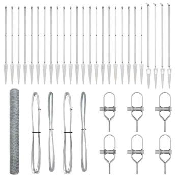 ARDEBO.de - Sechseckzaun 1,2x50 m Verzinkter Stahl, Zaunpfosten mit Spike 13 Stk Ø32 mm 140 cm Verzinkter Stahl