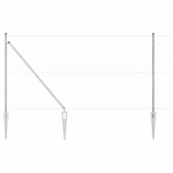 Sechseckzaun 1,2x50 m Verzinkter Stahl, Zaunpfosten mit Spike 13 Stk Ø32 mm 140 cm Verzinkter Stahl