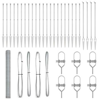 Sechseckzaun 1,5x50 m Verzinkter Stahl, Zaunpfosten mit Spike 13 Stk Ø32 mm 170 cm Verzinkter Stahl