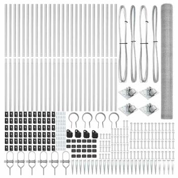 Sechseckzaun 1,5x50 m Verzinkter Stahl, Zaunpfosten mit Spike 13 Stk Ø32 mm 170 cm Verzinkter Stahl