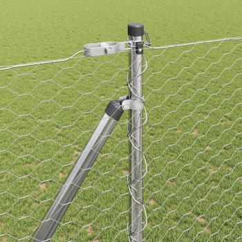 Hexagonzaun 1.6x50 m Verzinkter Stahl, Zaunpfosten mit Spitze 13 Stück Ø32 mm 180 cm Verzinkter Stahl