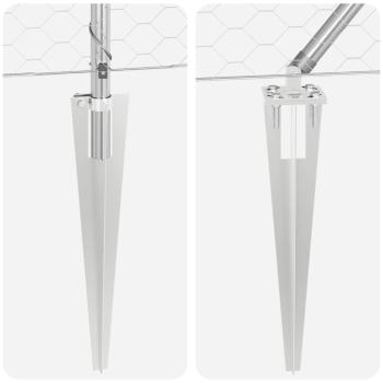 Sechseckzaun 0.4x100 m Verzinkter Stahl, Zaunpfosten mit Spike 13 Stück Ø32 mm 60 cm Verzinkter Stahl