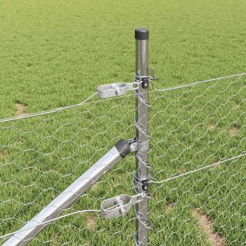 Sechseckzaun 0.5x100 m Verzinkter Stahl, Zaunpfosten mit Spitze 13 Stück Ø32 mm 80 cm Verzinkter Stahl