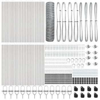 Sechseckzaun 0.5x100 m Verzinkter Stahl, Zaunpfosten mit Spitze 13 Stück Ø32 mm 80 cm Verzinkter Stahl