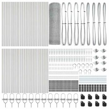 Sechseck Zaun 0,6x100 m Verzinkter Stahl, Zaunpfähle mit Spitze 13 Stück Ø32 mm 80 cm Verzinkter Stahl
