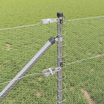 Sechseck Zaun 0,6x100 m Verzinkter Stahl, Zaunpfähle mit Spitze 13 Stück Ø32 mm 80 cm Verzinkter Stahl