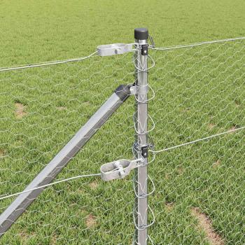 Hexagon Zaun 0.6x100 m Verzinkter Stahl, Zaunpfosten mit Spike 13 Stück Ø32 mm 80 cm Verzinkter Stahl