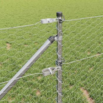 Sechseckzaun 0.6x100 m Verzinkter Stahl, Zaunpfosten mit Spitze 13 Stück Ø32 mm 80 cm Verzinkter Stahl