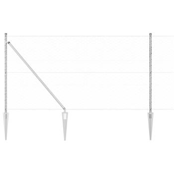 Hexagondrahtzaun 1x100 m Feuerverzinkter Stahl, Zaunpfosten mit Spike 13 Stück Ø32 mm 120 cm Feuerverzinkter Stahl