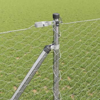 Hexagon Zaun 1.4x100 m Galvanisierter Stahl, Zaunpfosten mit Spitze 13 Stück Ø32 mm 160 cm Galvanisierter Stahl