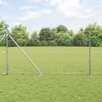ARDEBO.de - Sechseckzaun 1,4x100 m Verzinkter Stahl, Zaunpfosten mit Spike 13 Stück Ø32 mm 160 cm Verzinkter Stahl