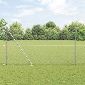 ARDEBO.de - Hexagonzaun 1,5x100 m verzinkter Stahl, Zaunpfosten mit Spitze 13 Stück Ø32 mm 170 cm verzinkter Stahl