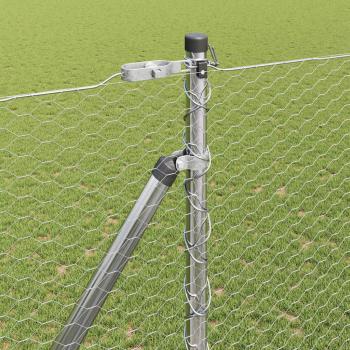 Hexagonzaun 1,5x100 m verzinkter Stahl, Zaunpfosten mit Spitze 13 Stück Ø32 mm 170 cm verzinkter Stahl