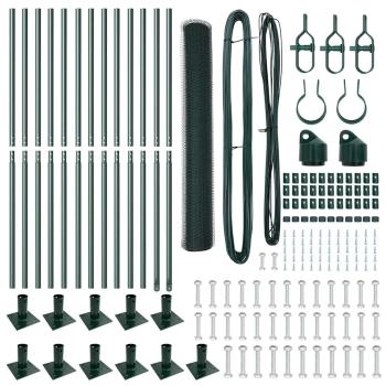 Zaunset Set aus 2 Dunkelgrün Verzinkter Stahl 25 x 1 m