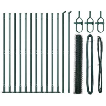 Zaunset Set aus 2 Grün Stahl 25 x 1,2 m Langlebig Zaunset