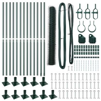 Zaunset Set aus 2 Grün Stahl 25 x 1,2 m Langlebig Zaunset