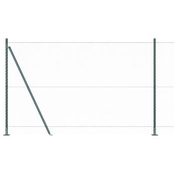 Sechseckzaun Grün 1,6x100 m Stahl, Zaunpfosten mit Basisplatten 13 Stück Ø32mm 88,5cm verzinkter Stahl