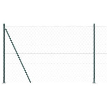 Sechseckenzaun Grün 1,6x100 m Stahl, Zaunpfosten mit Bodenplatten 13 Stk Ø32mm 88,5cm verzinkter Stahl