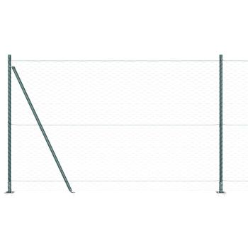 Sechseckzaun Grün 1,6x100 m Stahl, Zaunpfosten mit Basisplatten 13 Stück Ø32mm 88,5cm verzinkter Stahl