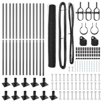 Zaunset Set aus 2 Grau Stahl 25 x 1,2 m Langlebig Außenzaun
