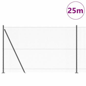 Zaun Set Set aus 2 Grau Pulverbeschichteter Stahl 25 x 1,5 m