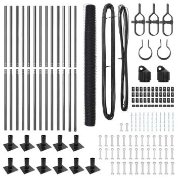 Zaunset Set aus 2 Grau Stahl 25 x 1,5 m Langlebig Zaunset
