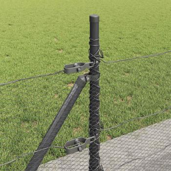 Sechseckzaun Grau 0,5x50 m Stahl, Zaunpfosten mit Basisplatten 13 Stück Ø32mm 70cm verzinkter Stahl