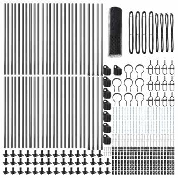 Sechseckzaun Grau 0.5x100 m Stahl, Zaunpfosten mit Basisplatten 13 Stück Ø32mm 70cm Galvanisierter Stahl