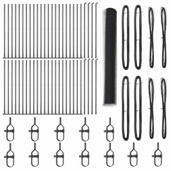 Sechseckzaun Grau 1.2x100 m Stahl, Zaunpfosten mit Basisplatten 13 Stück Ø32mm 68.5cm verzinkter Stahl