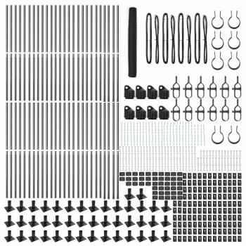 Sechseckzaun Grau 1,2x100 m Stahl, Zaunpfosten mit Basisplatten 13 Stück Ø32mm 68,5cm verzinkter Stahl
