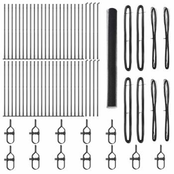 Sechseckzaun Grau 1,5 x 100 m Stahl, Zaunpfosten mit Basisplatten 13 Stück Ø32mm 83,5cm Verzinkt