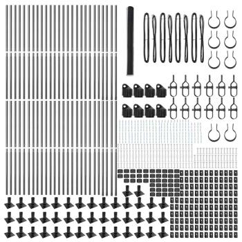 Sechseckzaun Grau 1,5 x 100 m Stahl, Zaunpfosten mit Basisplatten 13 Stück Ø32mm 83,5cm Verzinkt