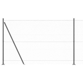 Hexagonzaun Grau 1,6 x 100 m Stahl, Zaunpfosten mit Sockelplatten 13 Stück Ø32mm 88,5cm verzinkter Stahl