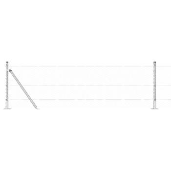 Sechseckiger Zaun 0,4x10 m Feuerverzinkter Stahl, Zaunpfosten mit Fußplatten 7 Stück Ø32mm 50cm Feuerverzinkter Stahl