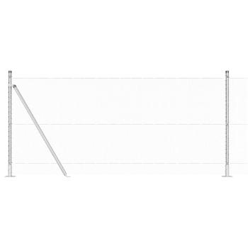 Sechseckzaun 1x10 m Verzinkter Stahl, Zaunpfosten mit Fußplatten 7 Stk Ø32mm 110cm Verzinkter Stahl