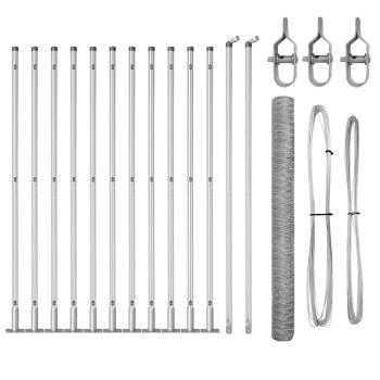 Sechseckzaun 1,6x25 m Verzinkter Stahl, Zaunpfosten mit Grundplatten 13 Stück Ø32mm 88,5cm Verzinkter Stahl