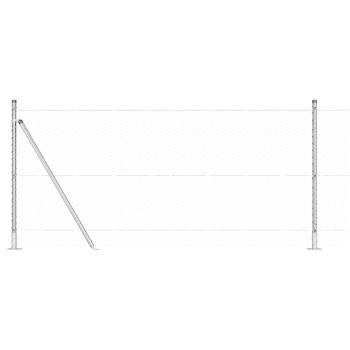 Sechseckzaun 1x50 m Verzinkter Stahl, Zaunpfosten mit Fußplatten 13 Stk Ø32mm 110cm Verzinkter Stahl